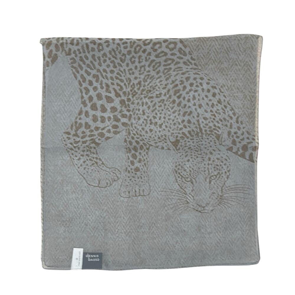 NWOT Dennis Basso Blue & Brown Leopard Lightweight Chiffon Scarf